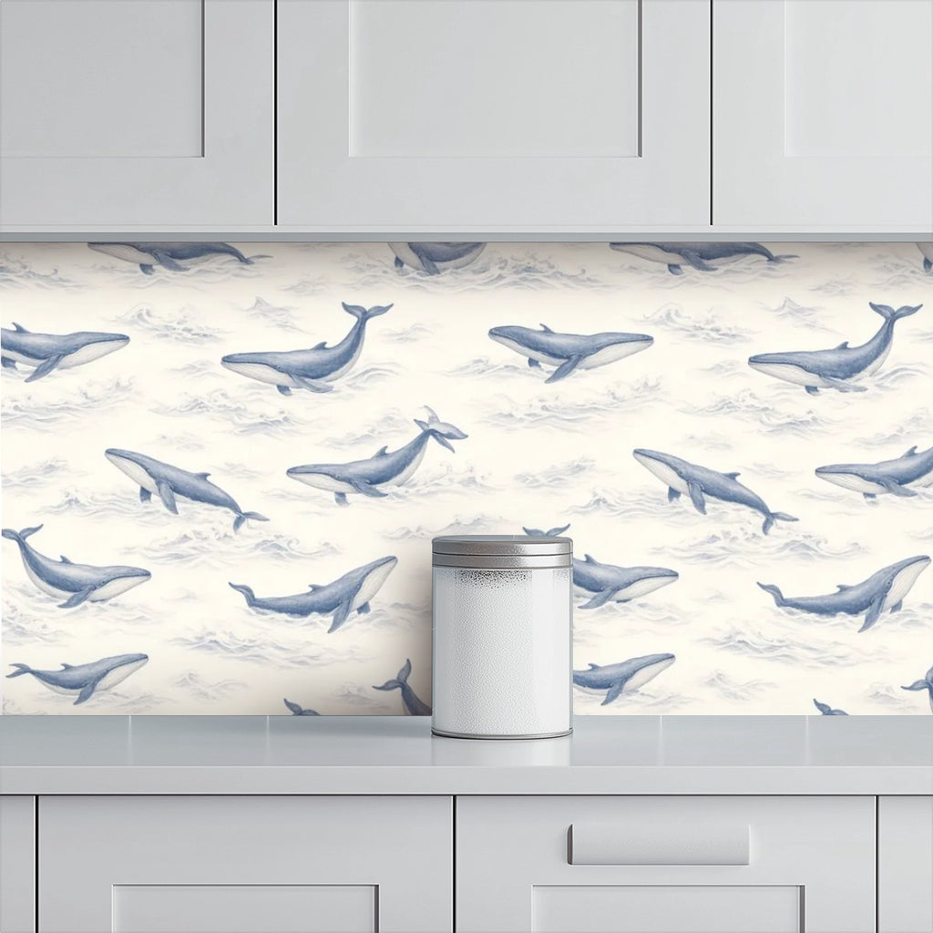 Whale Song Peel and Stick Wallpaper – Ocean Nursery & Coastal Kids Room