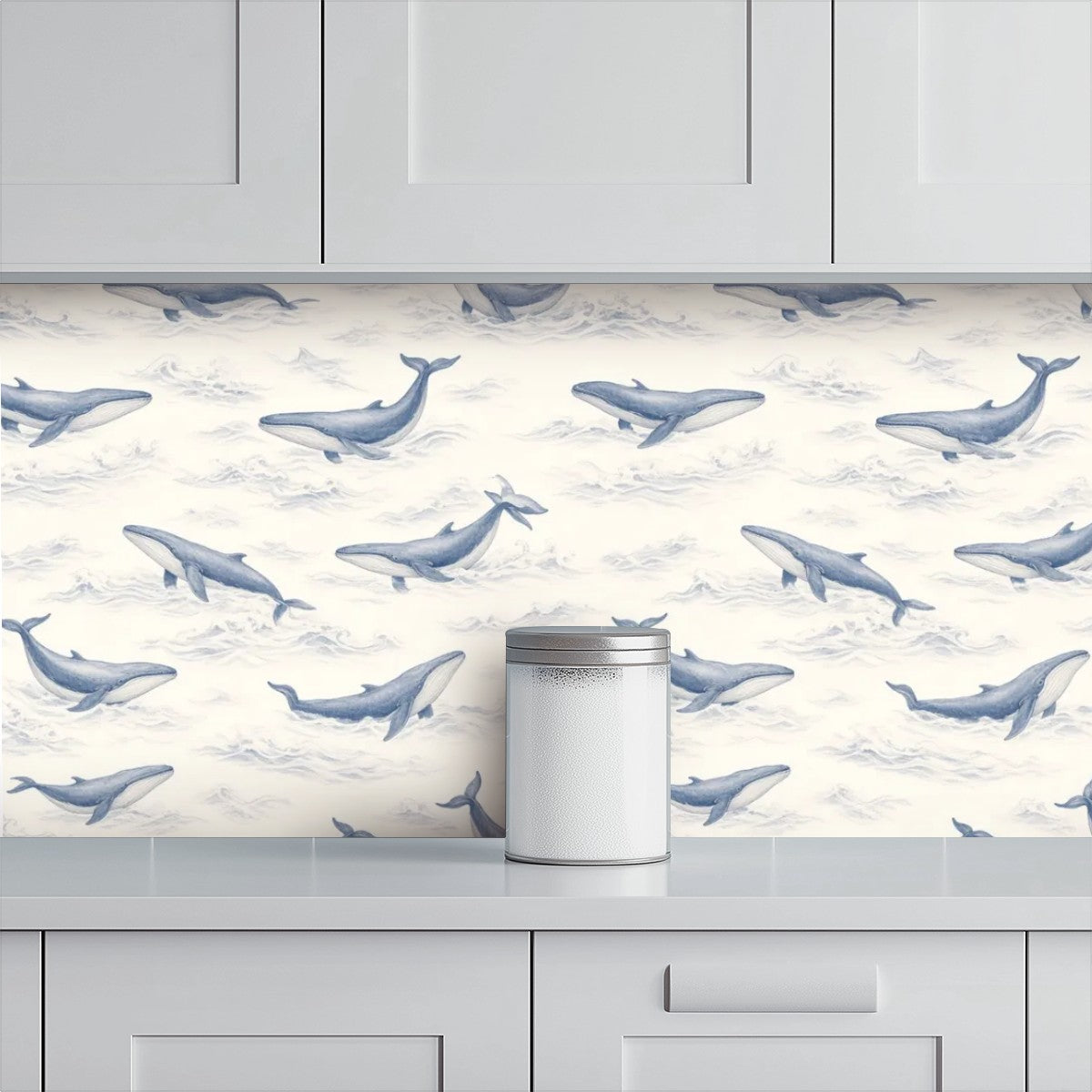 Whale Song Peel and Stick Wallpaper – Ocean Nursery & Coastal Kids Room