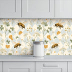 Watercolor Bee & Clover Peel and Stick Wallpaper – Soft Nursery & Baby Room