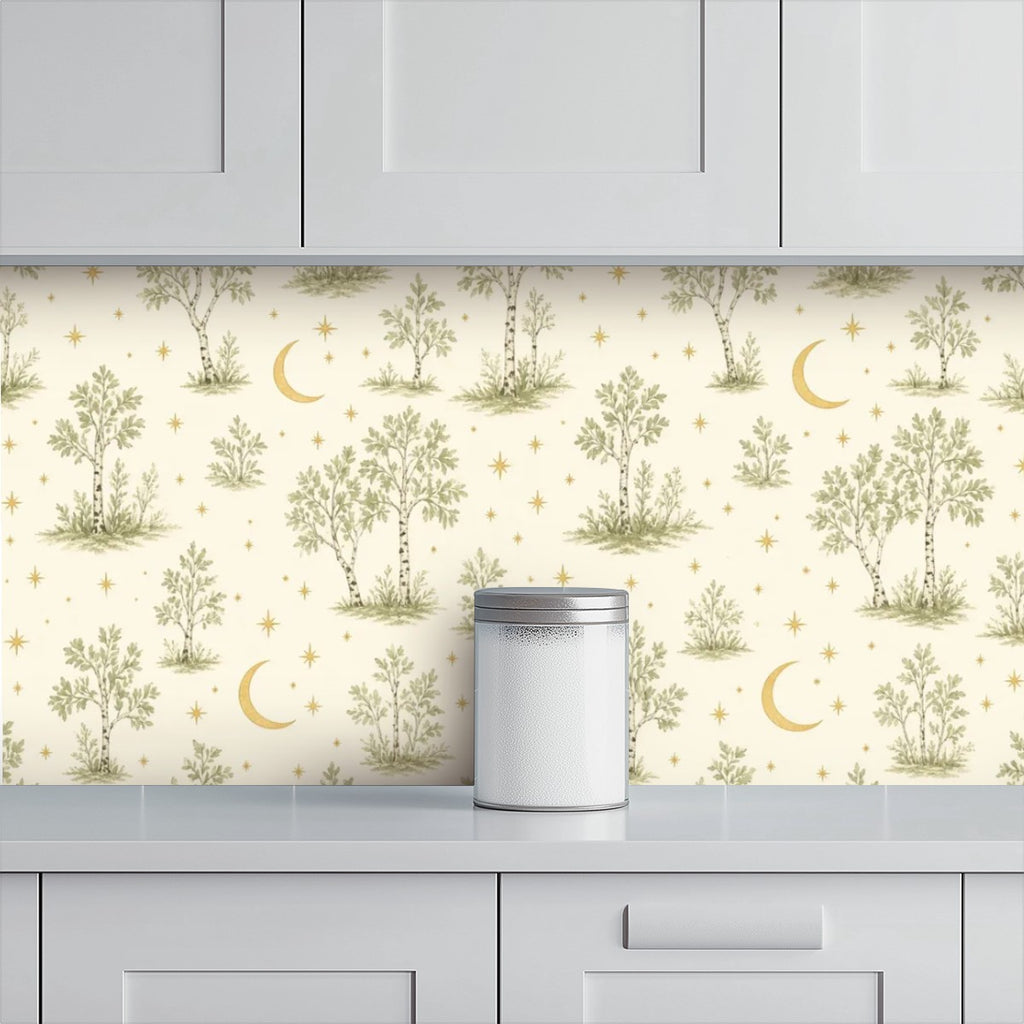 Celestial Desert Peel and Stick Wallpaper – Whimsical Nursery & Boho Kids Room