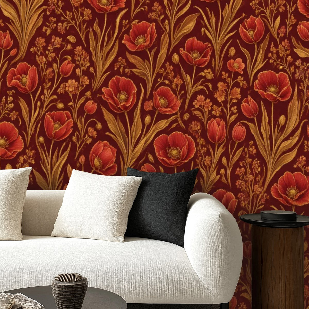 Terracotta Morris Floral Peel and Stick Wallpaper