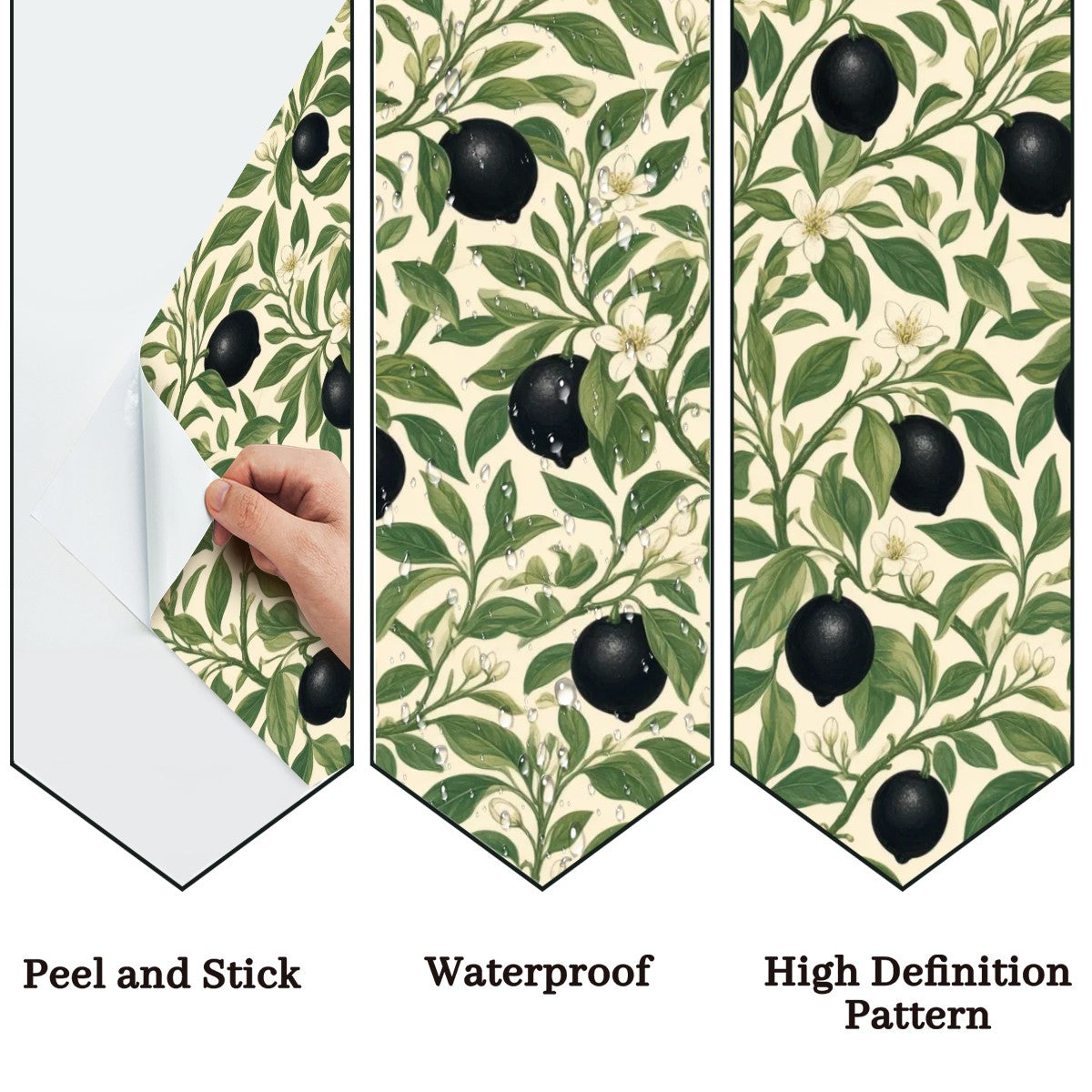 Black Olive Branch Peel and Stick Wallpaper