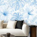 Blue Tropical Botanical Peel and Stick Wallpaper – Removable & Waterproof