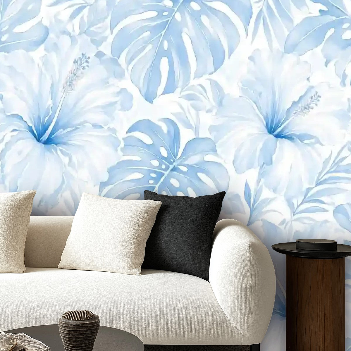 Blue Tropical Botanical Peel and Stick Wallpaper – Removable & Waterproof