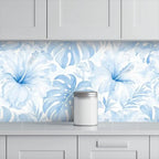 Blue Tropical Botanical Peel and Stick Wallpaper – Removable & Waterproof