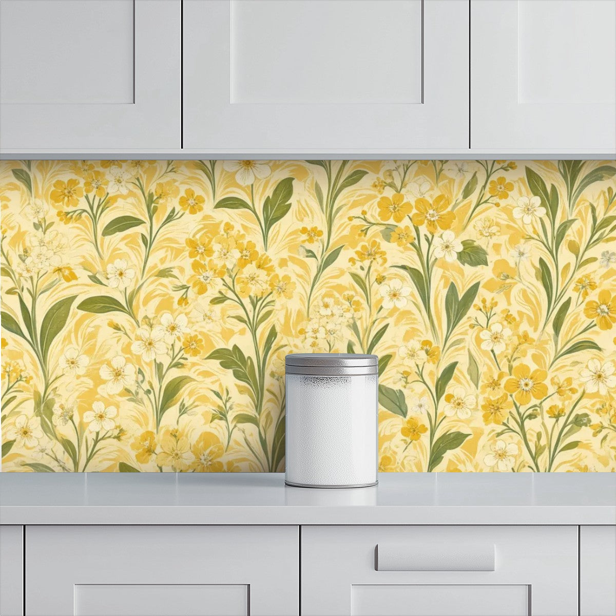 Sunshine Yellow Wildflower Peel and Stick Wallpaper