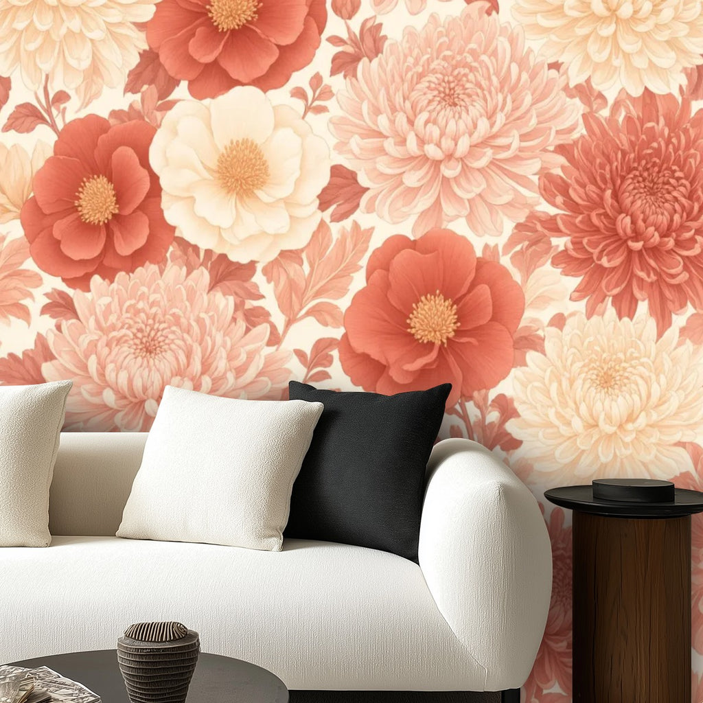 Terracotta Paper Flower Peel and Stick Wallpaper