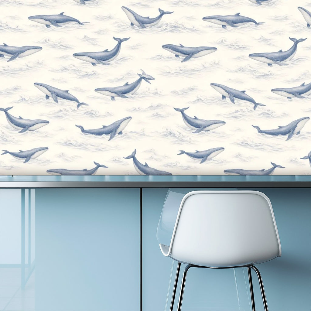 Whale Song Peel and Stick Wallpaper – Ocean Nursery & Coastal Kids Room