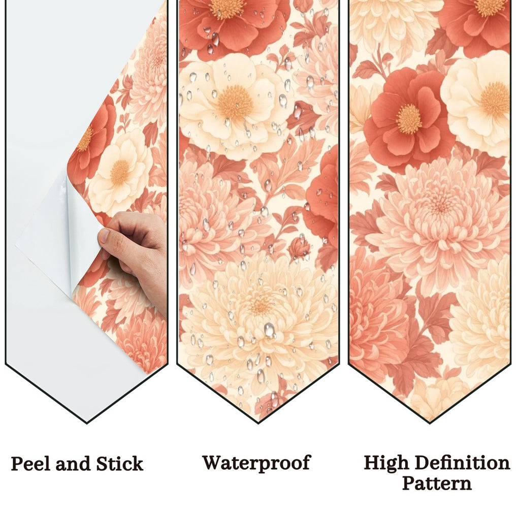 Terracotta Paper Flower Peel and Stick Wallpaper