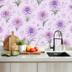 Lavender Chrysanthemum Peel and Stick Wallpaper