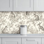 Woodland Toile Peel and Stick Wallpaper – Neutral Nursery & Nature Kids Room