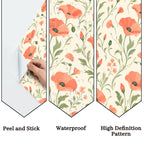 Coral Poppy Garden Peel and Stick Wallpaper