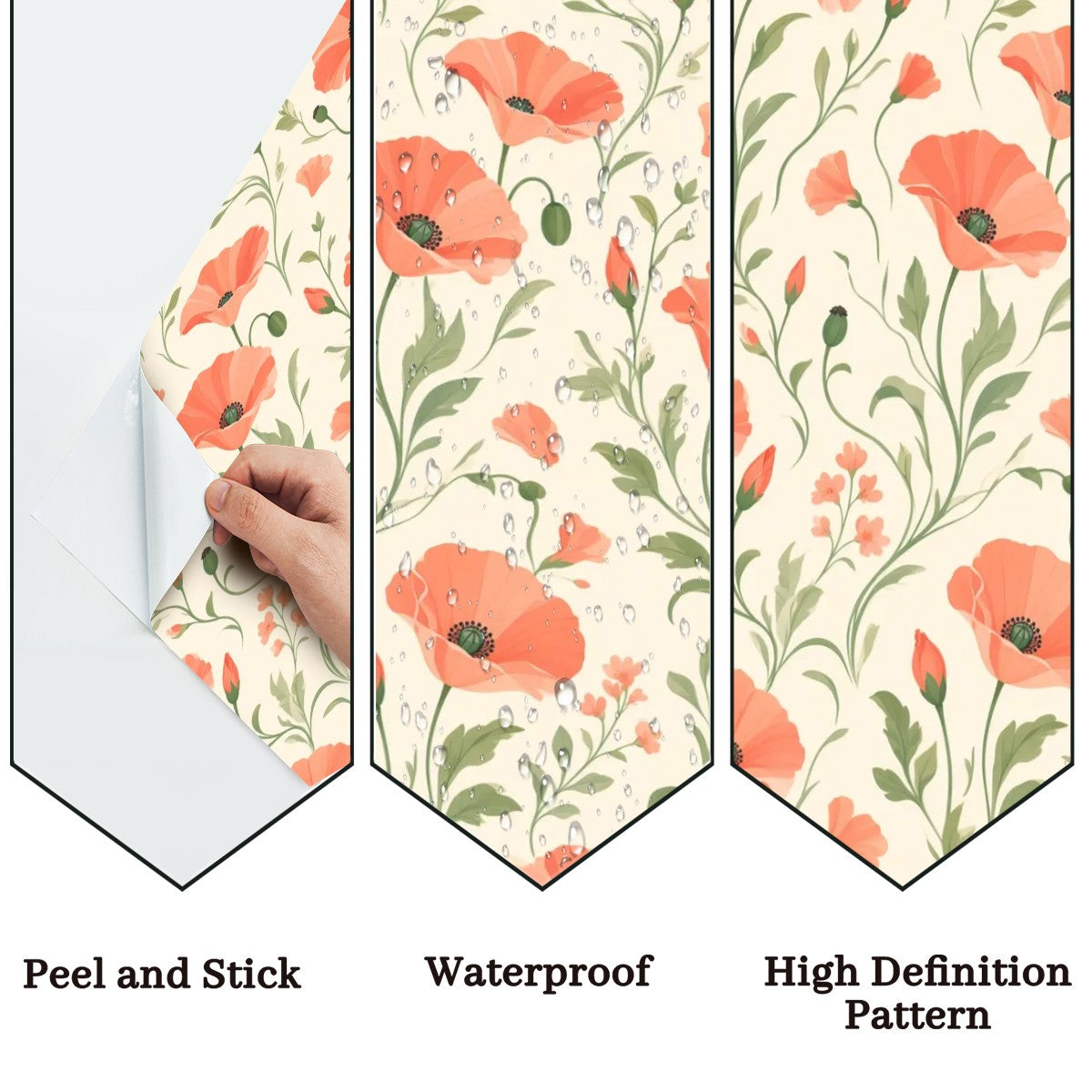 Coral Poppy Garden Peel and Stick Wallpaper