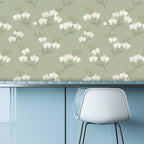 Sage Green Floral Peel and Stick Wallpaper