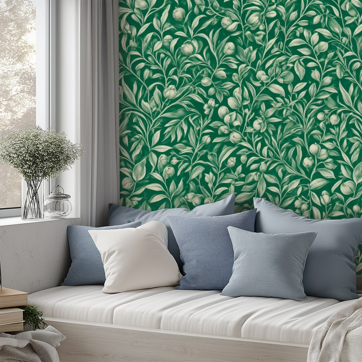 Emerald Floral Botanical Peel and Stick Wallpaper