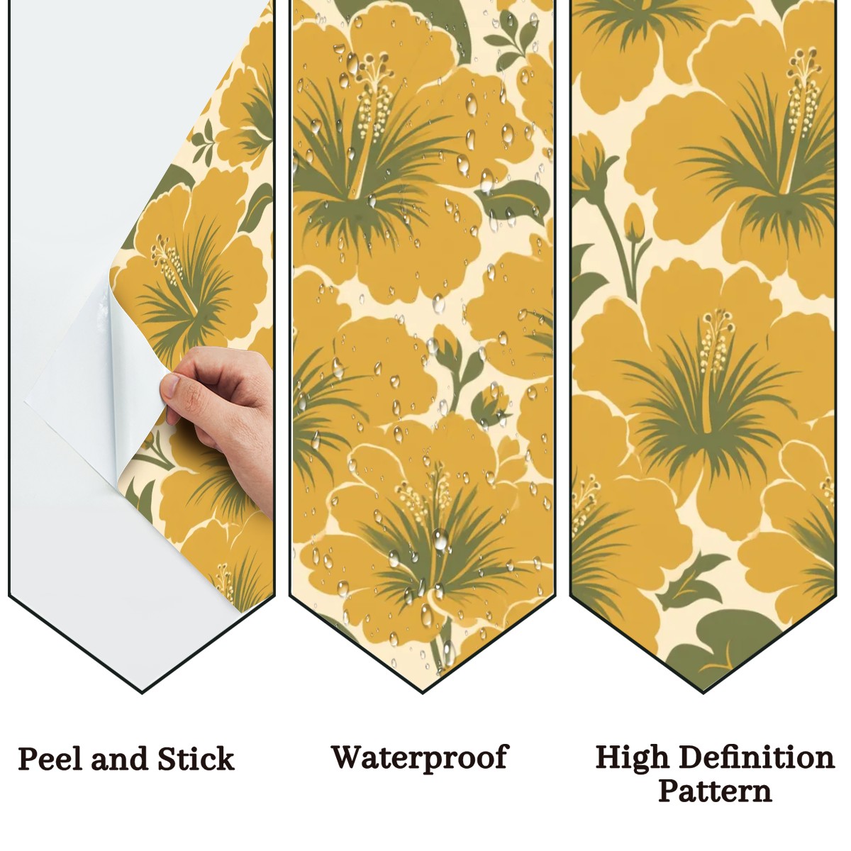 Mustard Vintage Hibiscus Peel and Stick Wallpaper