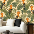 Hoopoe Bird Tropical Jungle Peel and Stick Wallpaper – Exotic Maximalist & Botanical Decor