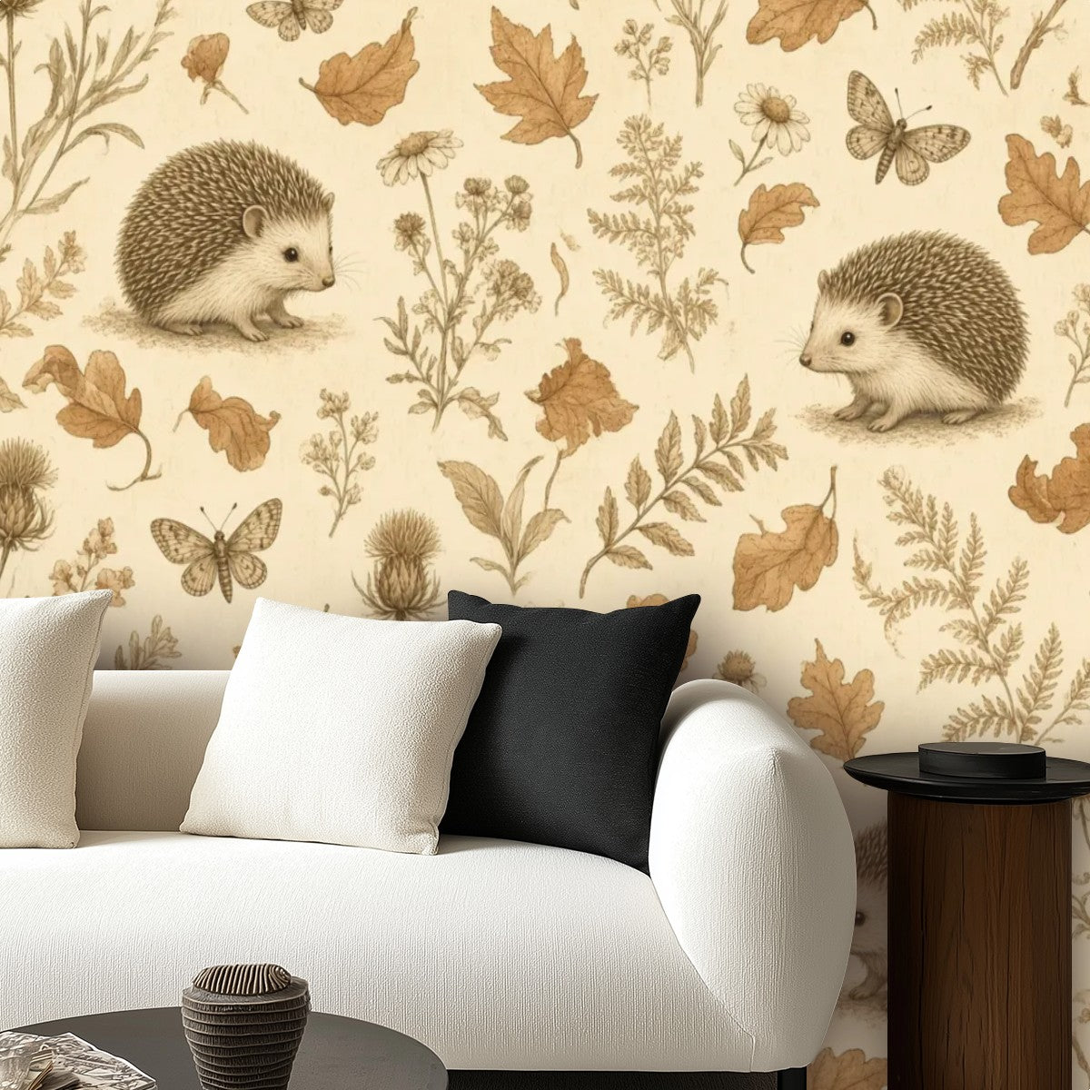 Hedgehog Woodland Peel and Stick Wallpaper – Sweet Autumn Nature & Charming Nursery Decor