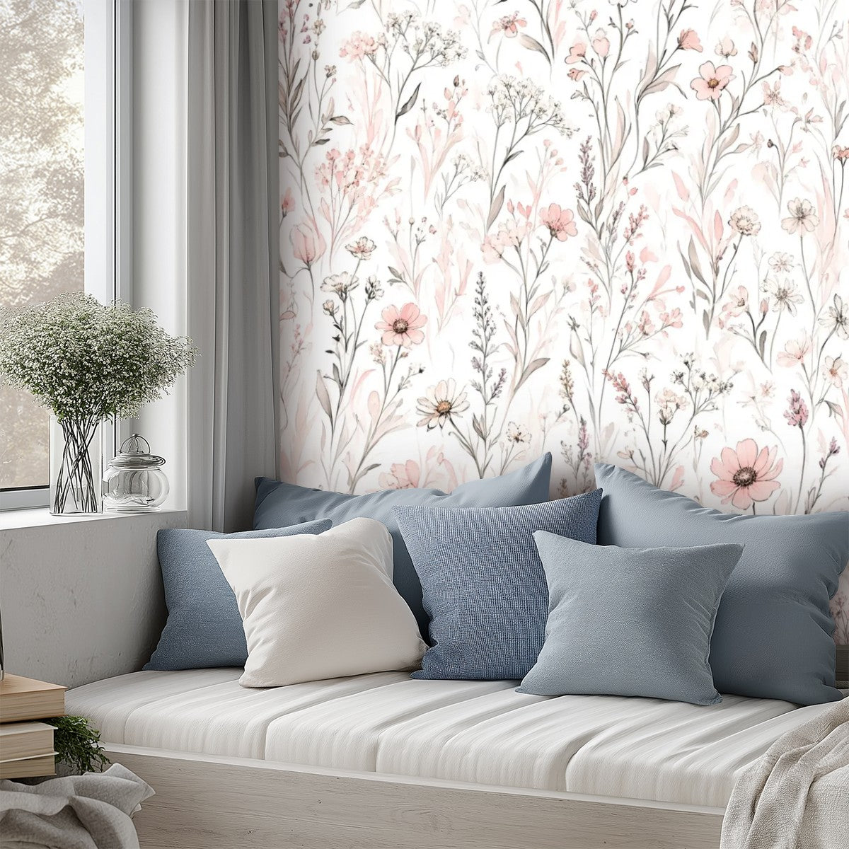 Whisper White Wildflower Peel and Stick Wallpaper
