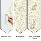 Bunny Wildflower Meadow Peel and Stick Wallpaper – Soft Scandi Nature & Sweet Nursery Decor