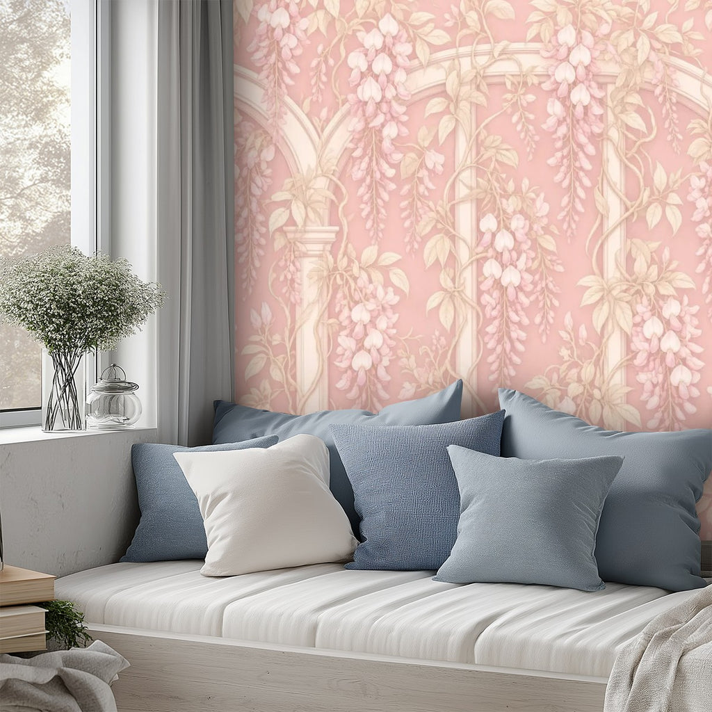 Blush Art Nouveau Archway Peel and Stick Wallpaper