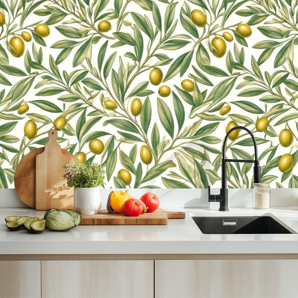 Olive Branch Peel and Stick Wallpaper
