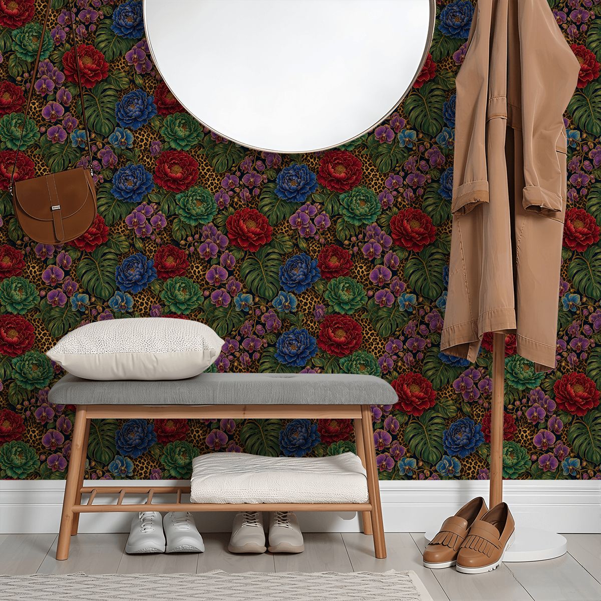 Leopard Garden Peel and Stick Wallpaper | Peony, Orchid & Monstera