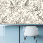 Woodland Toile Peel and Stick Wallpaper – Neutral Nursery & Nature Kids Room