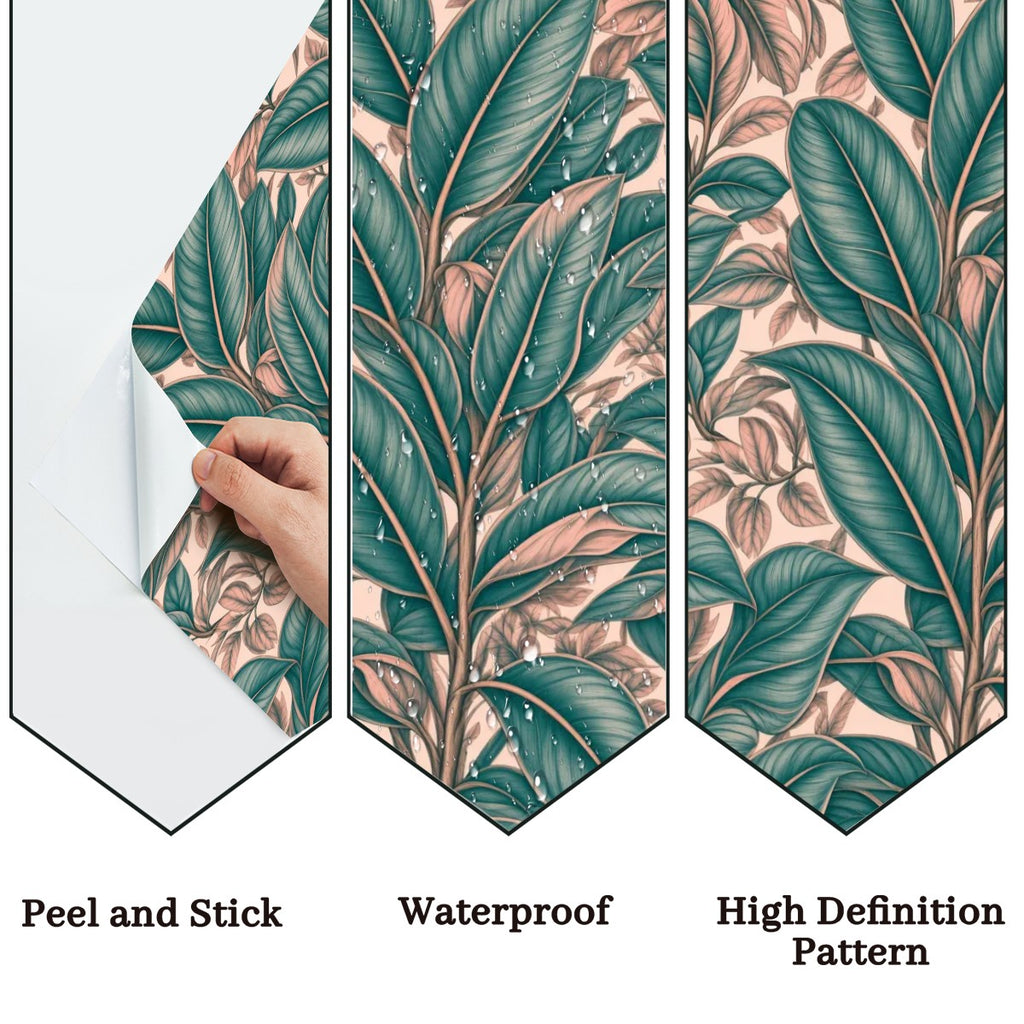 Pink Banana Leaf Peel and Stick Wallpaper