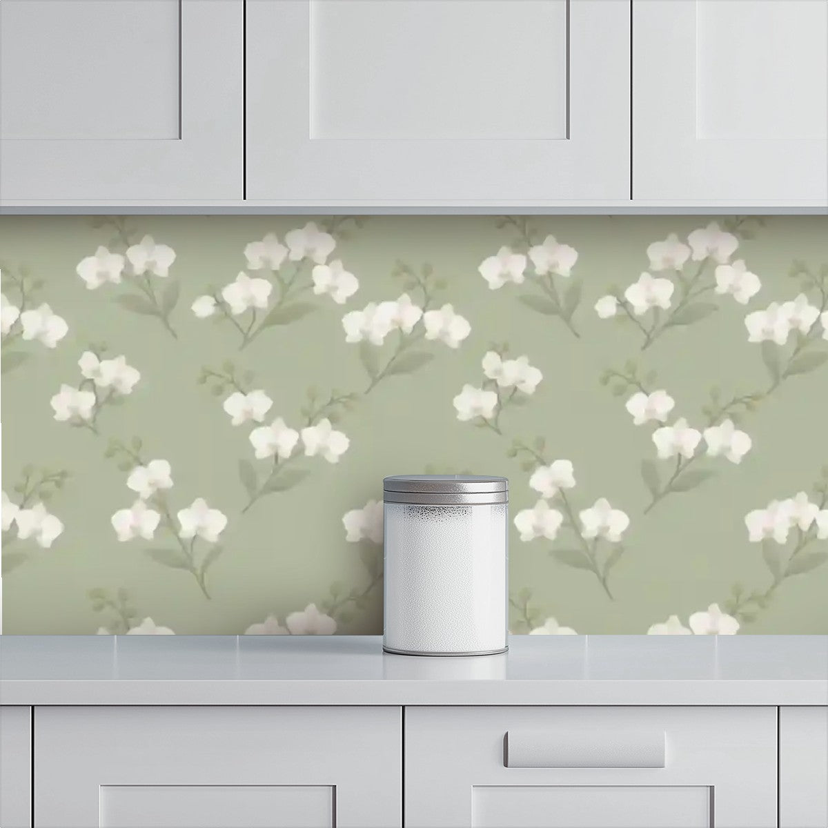Sage Green Floral Peel and Stick Wallpaper