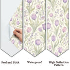 Lavender Tulip Garden Peel and Stick Wallpaper