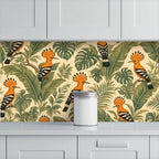 Hoopoe Bird Tropical Jungle Peel and Stick Wallpaper – Exotic Maximalist & Botanical Decor