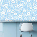 Sky Blue Wildflower Peel and Stick Wallpaper