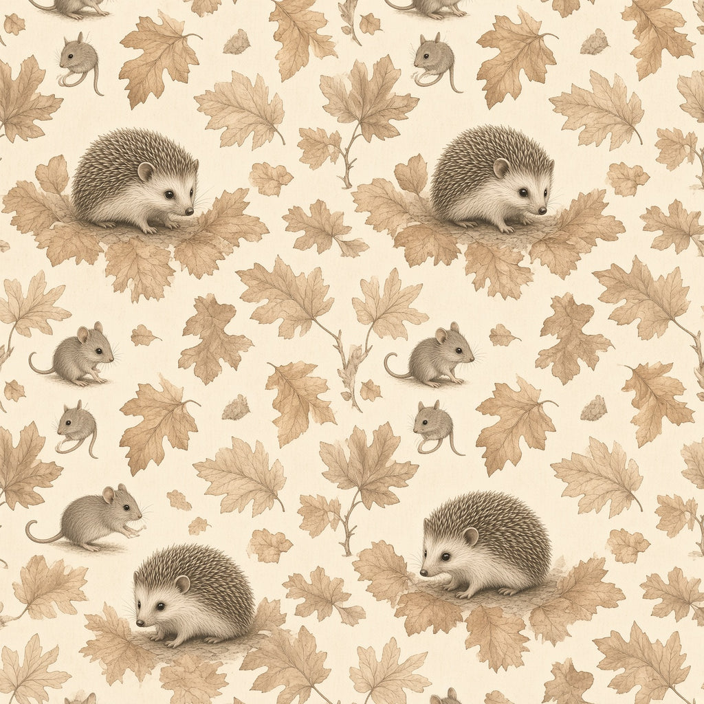 Hedgehog & Autumn Leaves Peel and Stick Wallpaper – Woodland Nursery & Kids Room