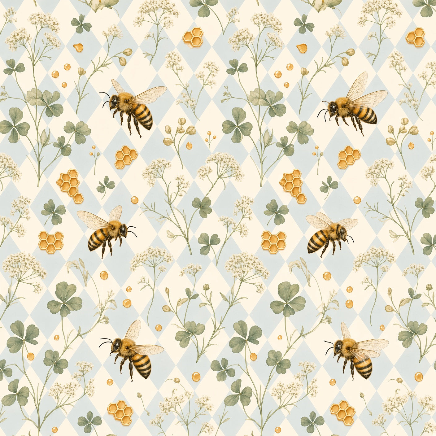 Watercolor Bee & Clover Peel and Stick Wallpaper – Soft Nursery & Baby Room