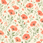 Coral Poppy Garden Peel and Stick Wallpaper