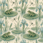 Lily Pad Frogs Peel and Stick Wallpaper – Whimsical Nature Nursery & Botanical Decor