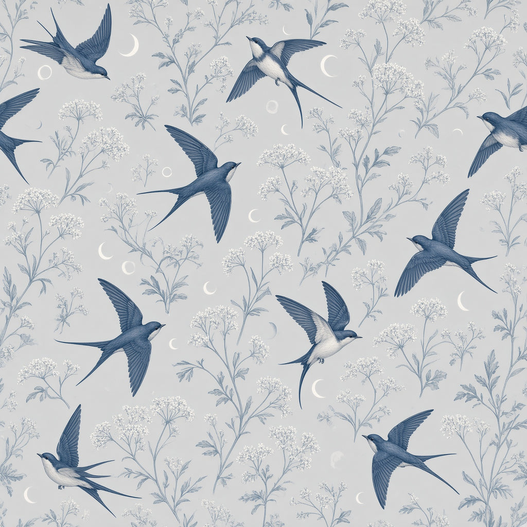 Swallow & Botanical Peel and Stick Wallpaper – Serene Nature & Scandi-Modern Decor