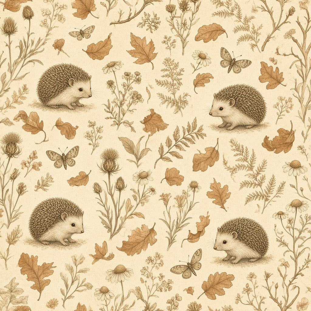Hedgehog Woodland Peel and Stick Wallpaper – Sweet Autumn Nature & Charming Nursery Decor
