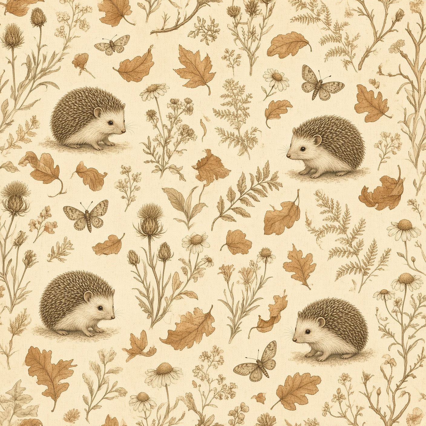 Hedgehog Woodland Peel and Stick Wallpaper – Sweet Autumn Nature & Charming Nursery Decor