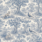 Blue & White Toile de Jouy Peel and Stick Wallpaper – Classic Countryside & Grand Heritage Decor