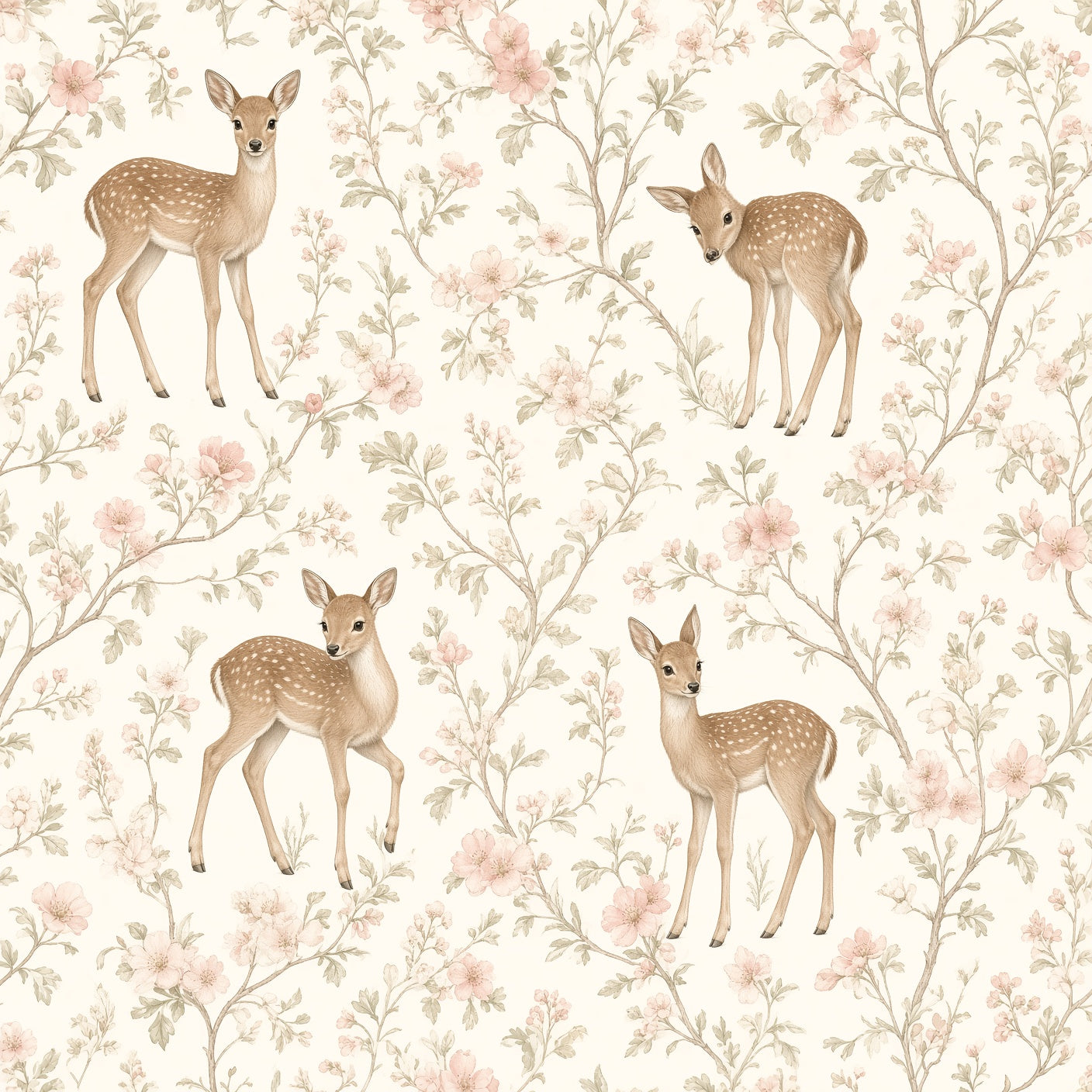 Woodland Deer & Fawn Peel and Stick Wallpaper – Nature Nursery & Neutral Decor