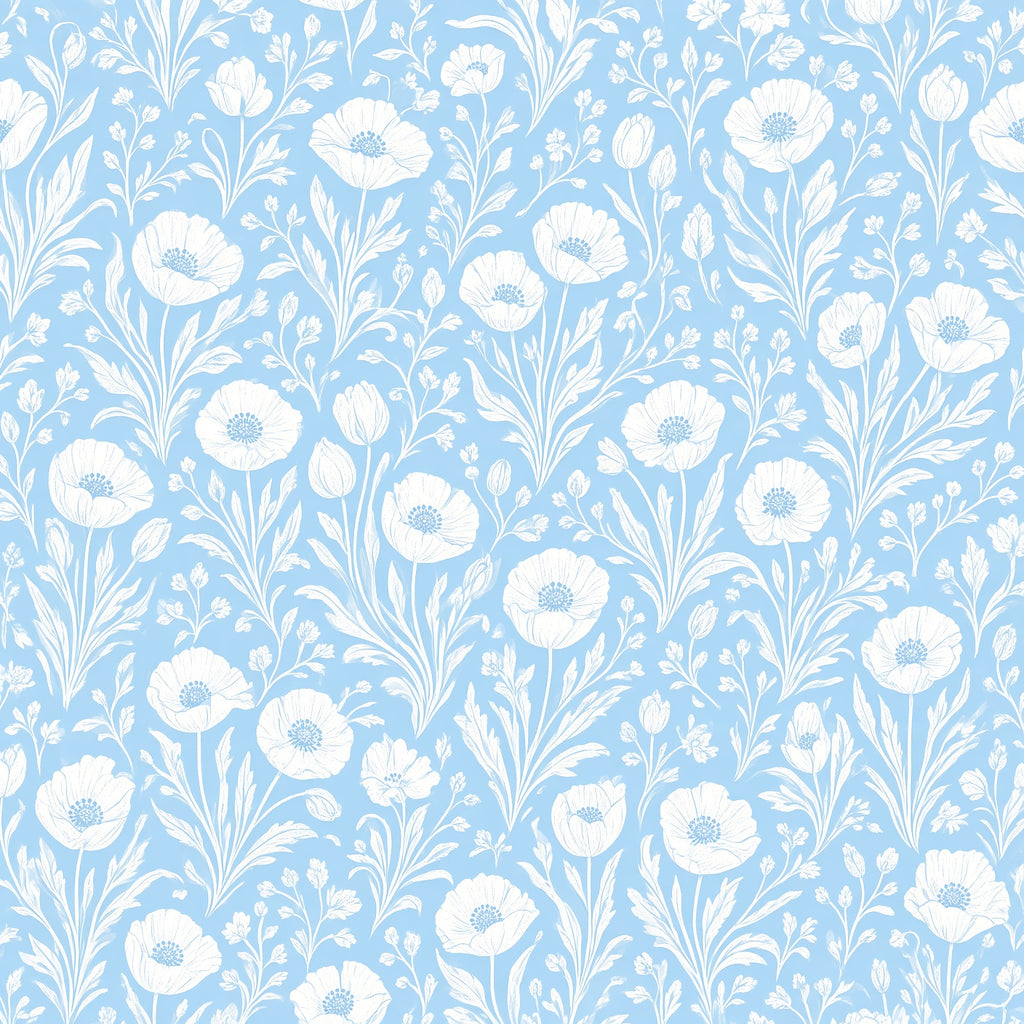 Sky Blue Wildflower Peel and Stick Wallpaper