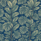 Navy Monstera Botanical Peel and Stick Wallpaper – 17.7"x118"