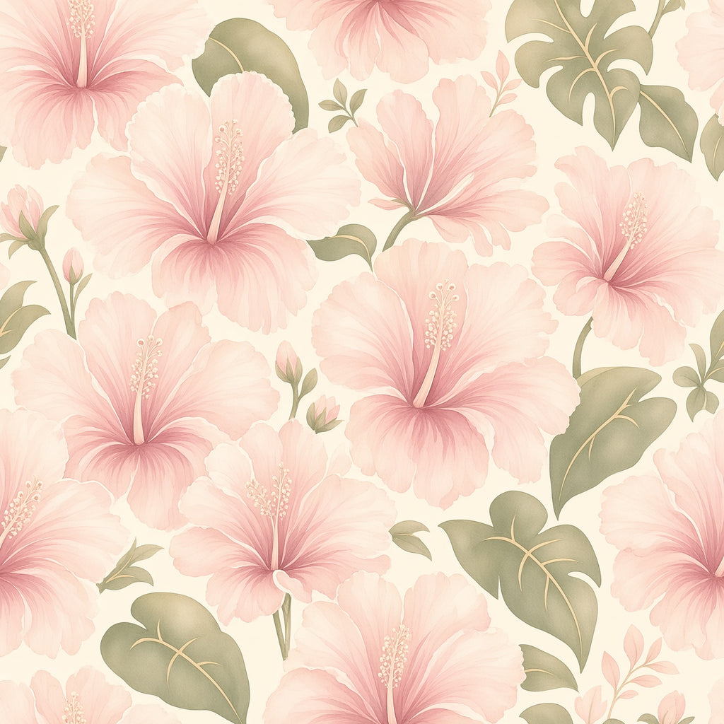 Blush Hibiscus Peel and Stick Wallpaper