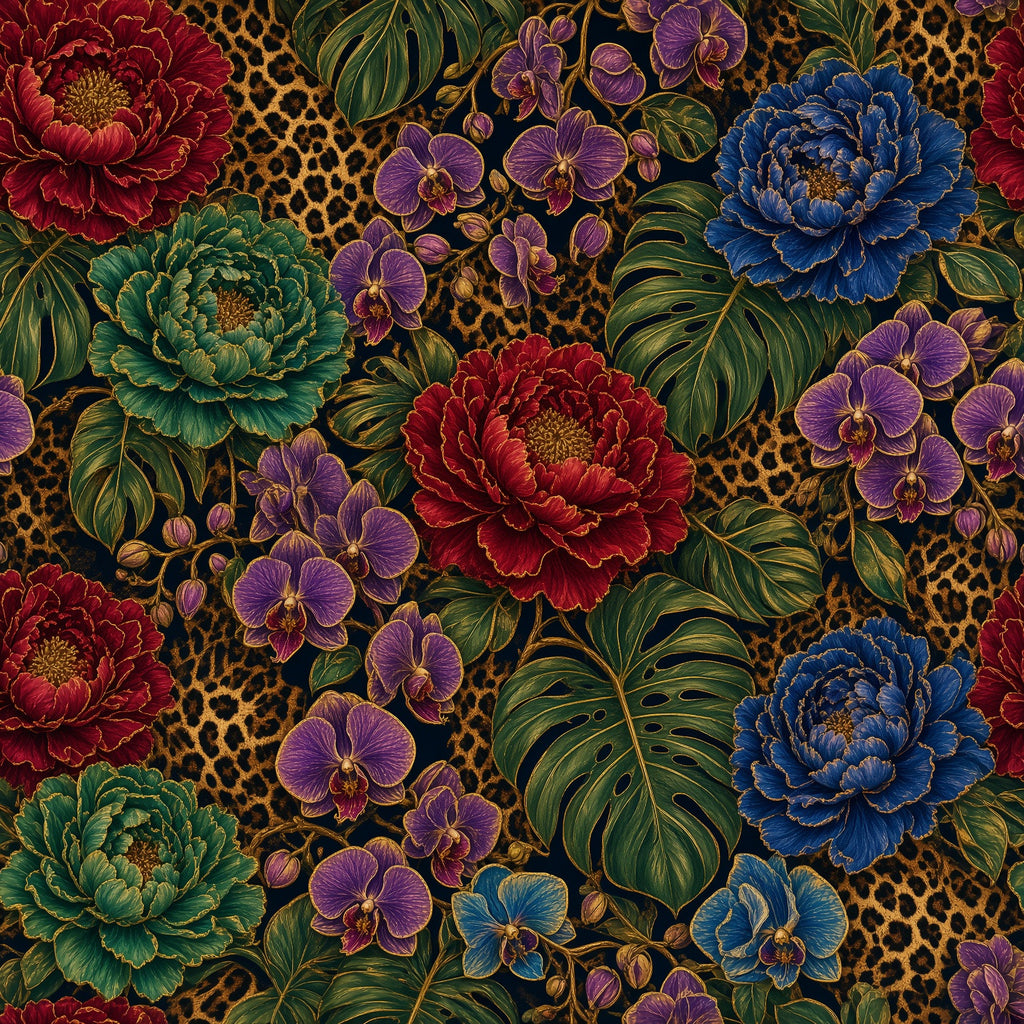 Leopard Garden Peel and Stick Wallpaper | Peony, Orchid & Monstera