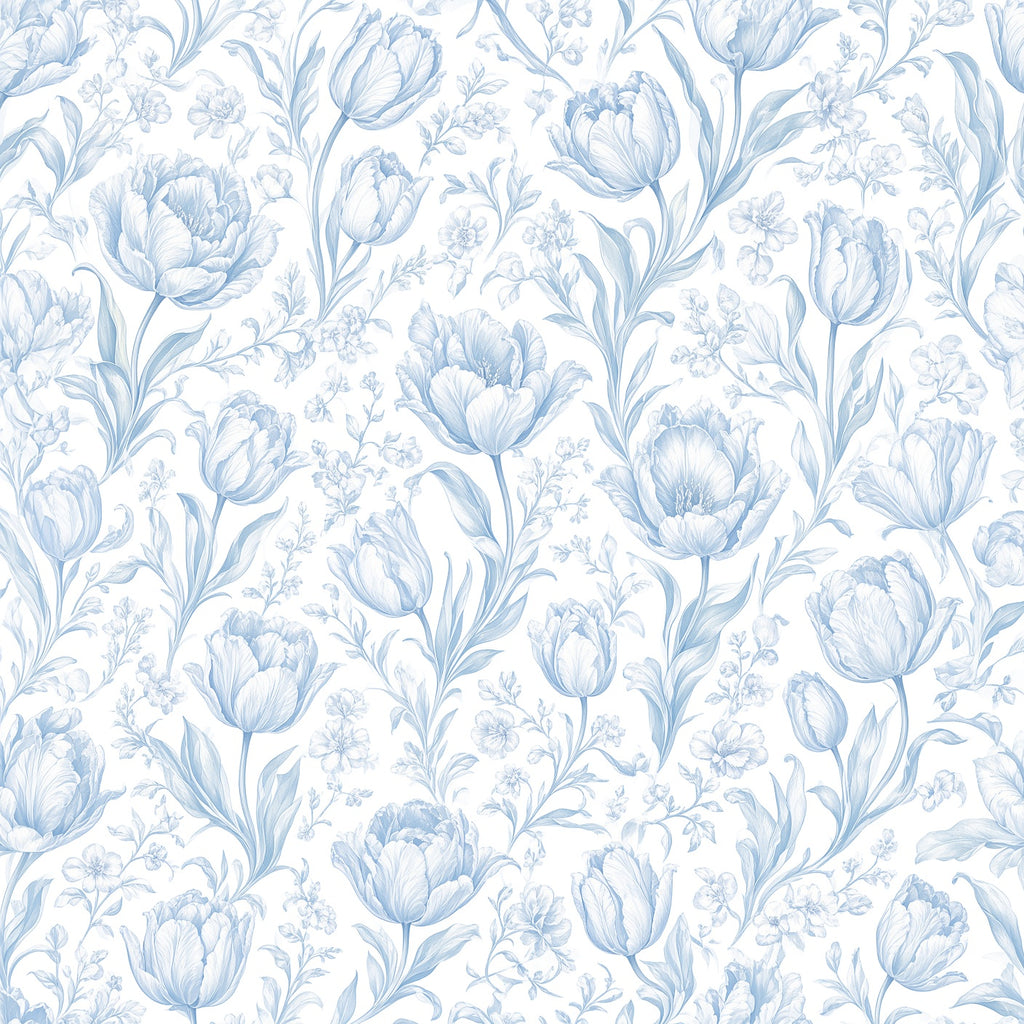 Blue Tulip Watercolour Peel and Stick Wallpaper