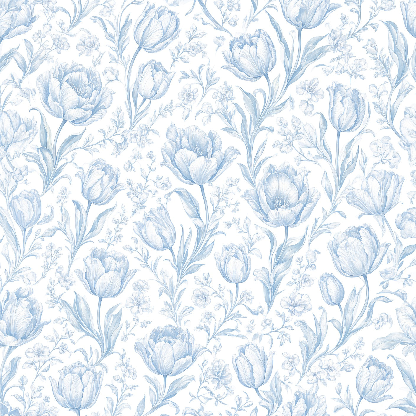 Blue Tulip Watercolour Peel and Stick Wallpaper