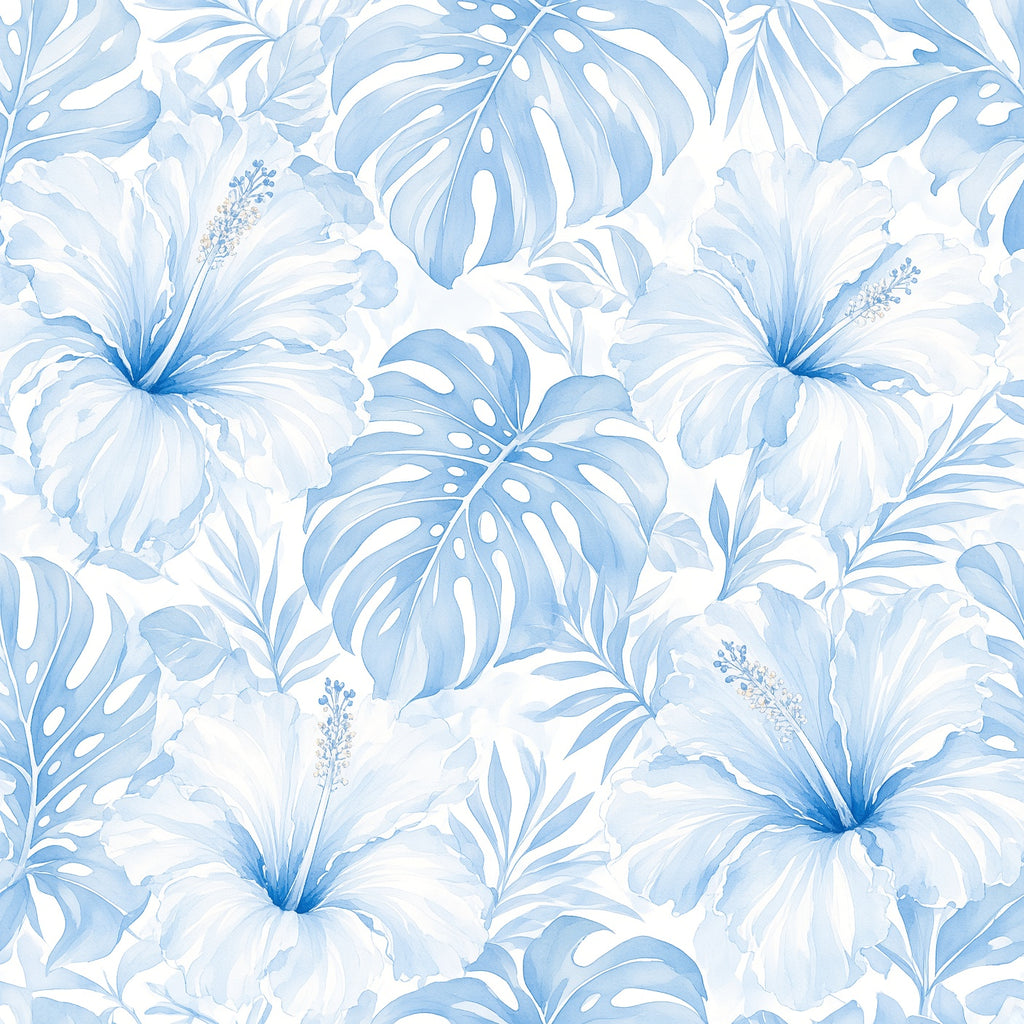 Blue Tropical Botanical Peel and Stick Wallpaper – Removable & Waterproof