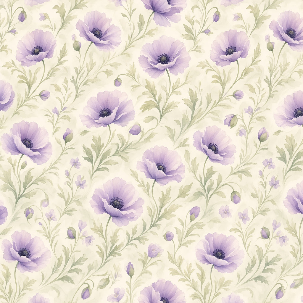Lavender Poppy Watercolour Peel and Stick Wallpaper